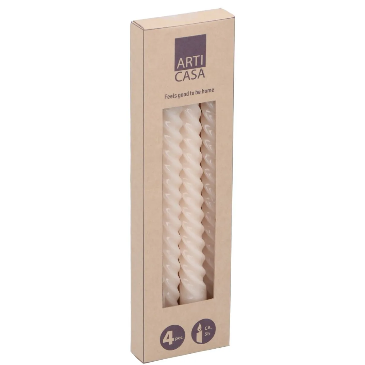 Kerzen gedreht 29 cm weiss 4er Set