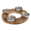 Kerzenhalter Holz rund 27 cm natur/silber