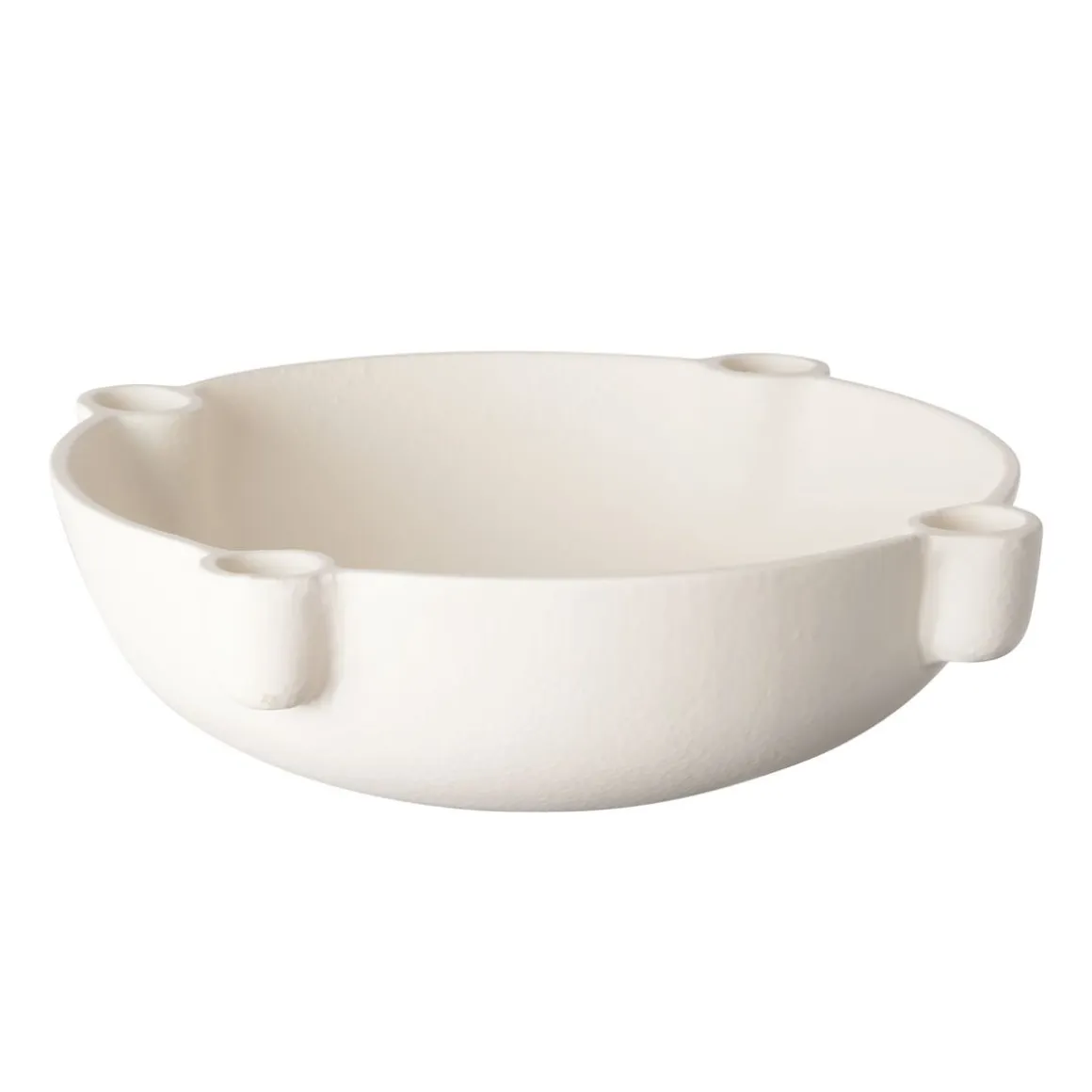 Kerzenständer mit Schale für 4 Kerzen 24 cm weiss