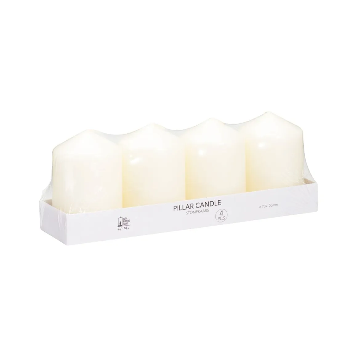 Kerze 7 x 10 cm 4er Set cremeweiss