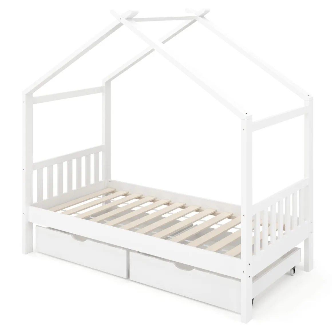 Kinderbett BEMBY mit 2 Schubladen 80 x 160 cm weiss