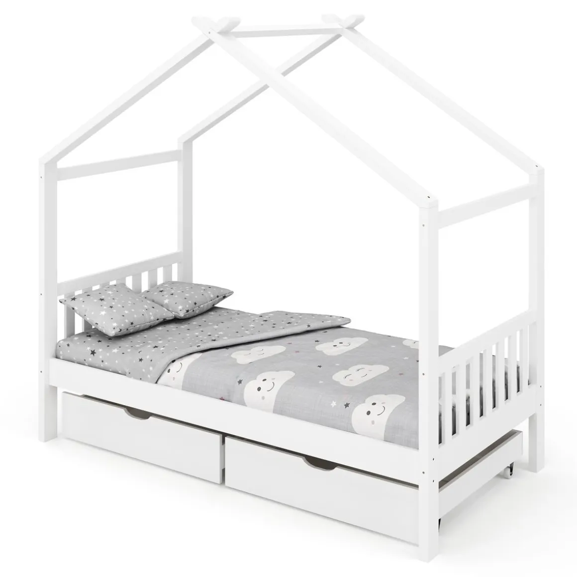 Kinderbett BEMBY mit 2 Schubladen 80 x 160 cm weiss