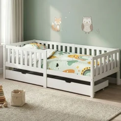 Kinderbett DORRIT mit Schubladen 90 x 200 cm weiss