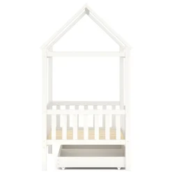 Kinderbett Hausbett SMURF mit 2 Schubladen 80 x 160 cm weiss