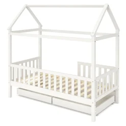 Kinderbett Hausbett SMURF mit 2 Schubladen 80 x 160 cm weiss