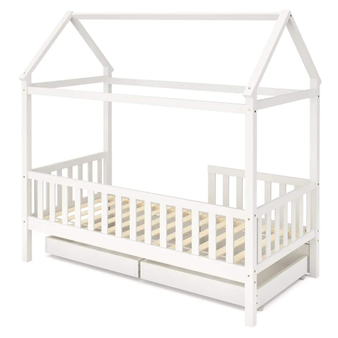 Kinderbett Hausbett SMURF mit 2 Schubladen 80 x 160 cm weiss