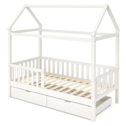 Kinderbett Hausbett SMURF mit 2 Schubladen 80 x 160 cm weiss