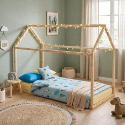 Kinderbett HAUS 90 x 200 cm natur