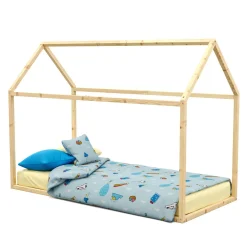 Kinderbett HAUS 90 x 200 cm natur