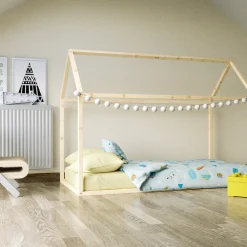 Kinderbett HAUS 90 x 200 cm natur