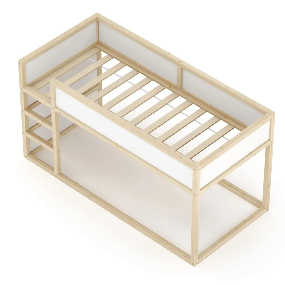Kinderbett Hochbett BOSWIL 90 x 200 cm 2-in-1 natur/weiss