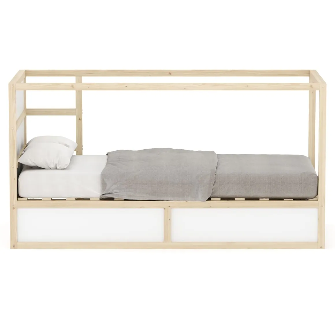 Kinderbett Hochbett BOSWIL 90 x 200 cm 2-in-1 natur/weiss