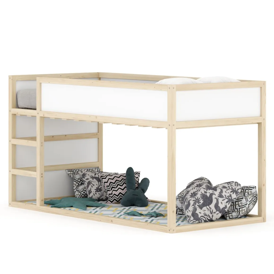 Kinderbett Hochbett BOSWIL 90 x 200 cm 2-in-1 natur/weiss