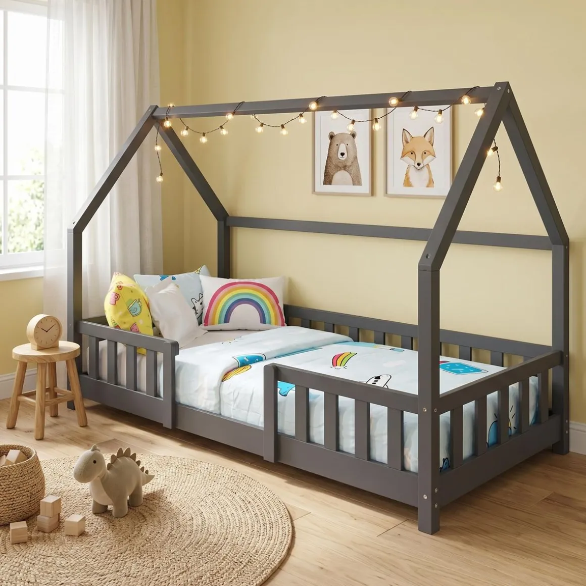 Kinderbett MAISON 80 x 160 cm anthrazit