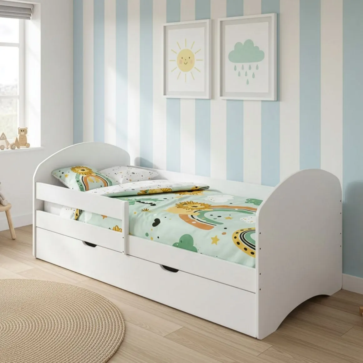 Kinderbett mit Schublade MICKEY 80 x 160 cm weiss