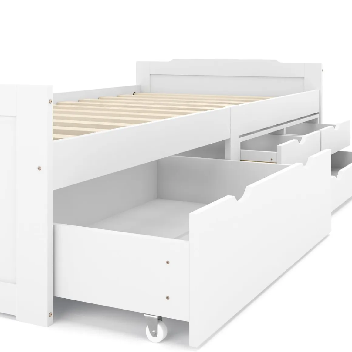 Kinderbett mit Schubladen EMMANUELLE 90 x 200 cm weiss