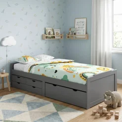 Kinderbett mit Schubladen EMMANUELLE 90 x 200 cm anthrazit