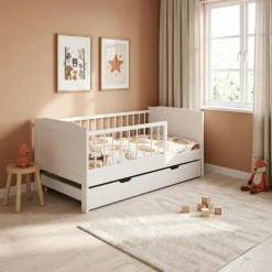 Kinderbett RAYA mit Schublade 70 x 140 cm weiss