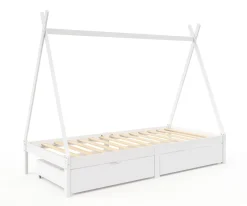Kinderbett Tipi TENDA mit Schubladen weiss