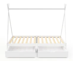 Kinderbett Tipi TENDA mit Schubladen weiss