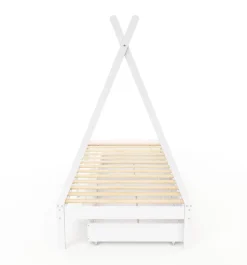 Kinderbett Tipi TENDA mit Schubladen weiss