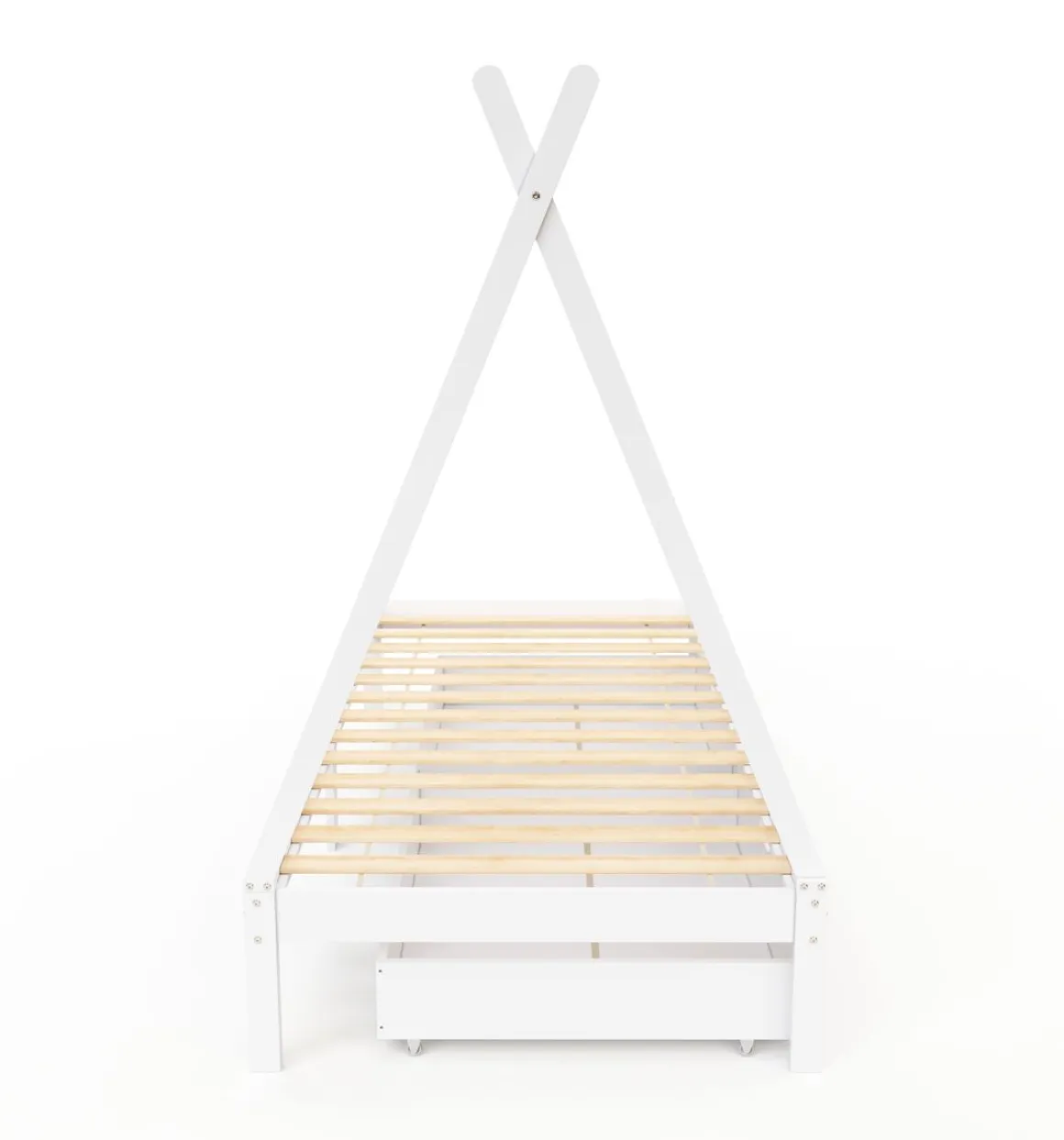 Kinderbett Tipi TENDA mit Schubladen weiss