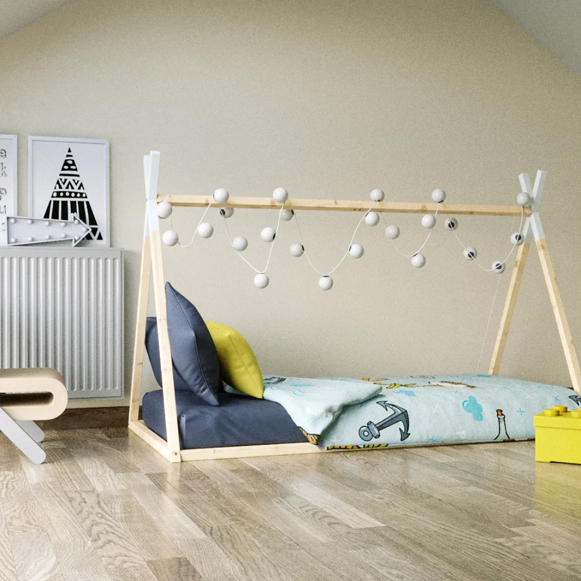 Kinderbett TIPI 90 x 200 cm natur