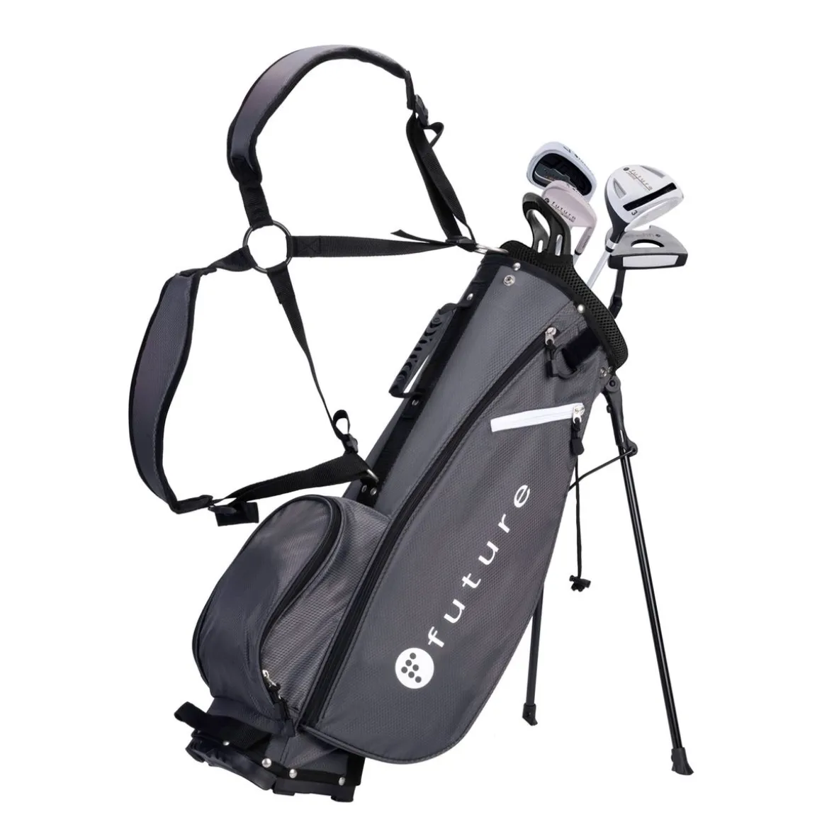 Kinder Golfset 5-teilig Rechtshänder 140 - 150 cm grau/schwarz