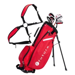 Kinder Golfset 5-teilig Rechtshänder 120 - 130 cm rot/schwarz