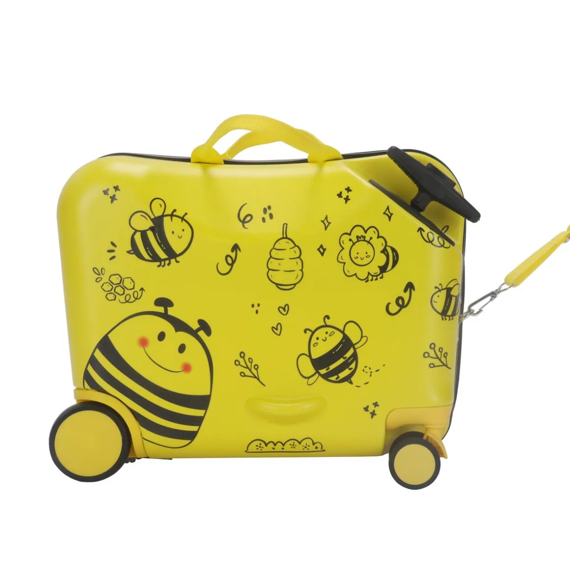 Kinderkoffer Hartschalenkoffer mit Sitzfläche Biene gelb