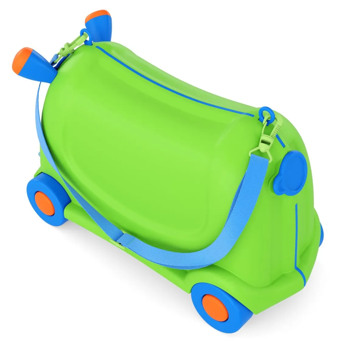 Kinderkoffer Hartschalenkoffer mit Sitzfläche grün