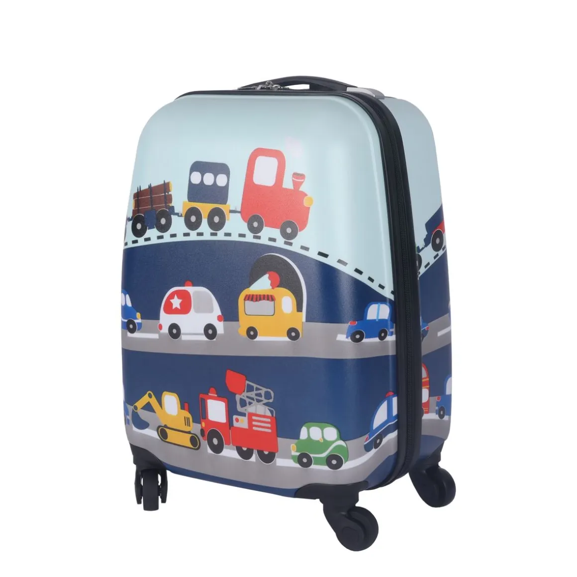 Kinderkoffer Hartschalenkoffer Autos blau