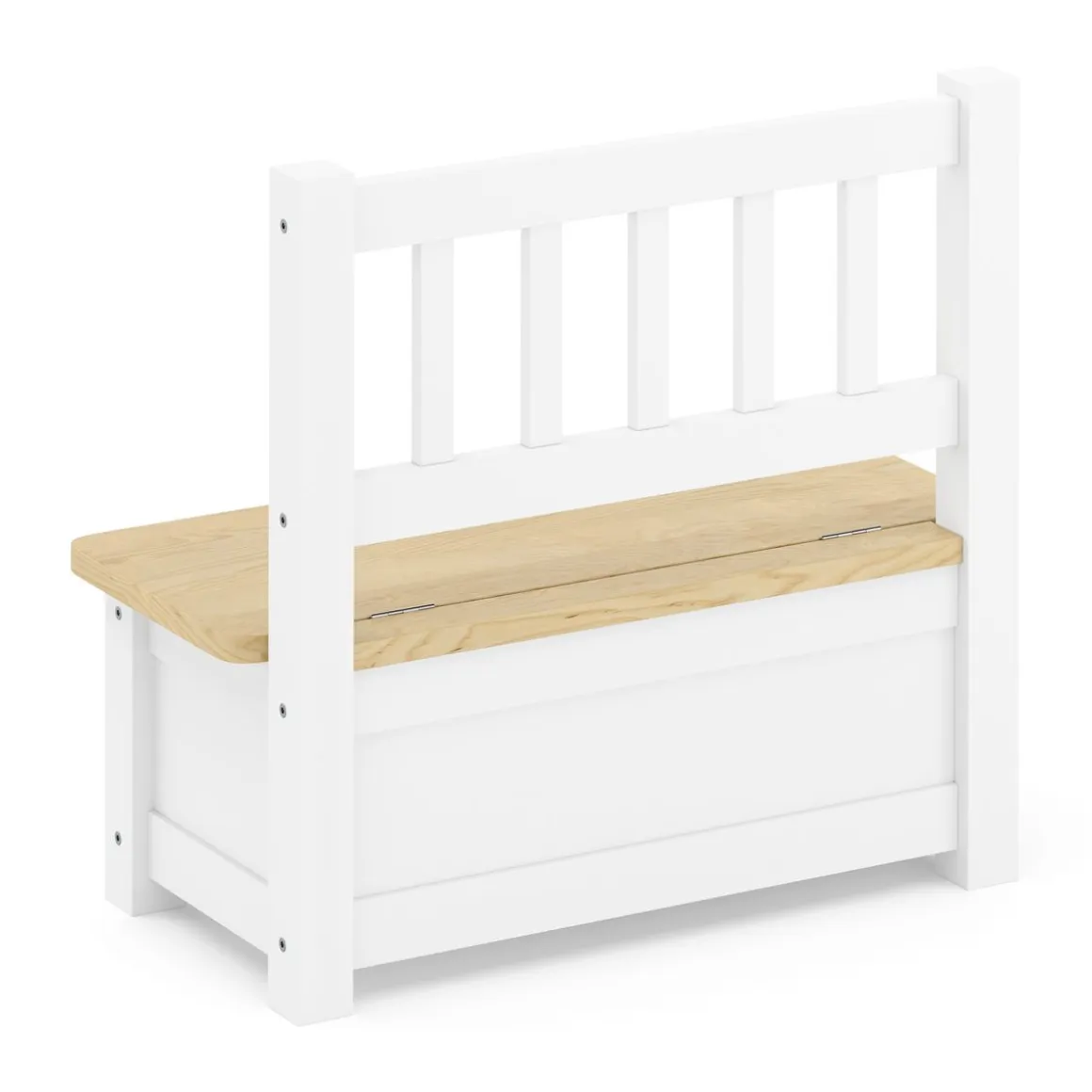 Kindersitzbank mit Stauraum Holz weiss/natur