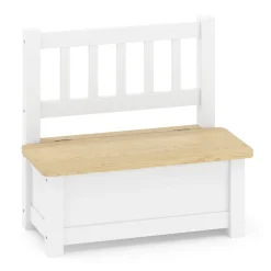 Kindersitzbank mit Stauraum Holz weiss/natur