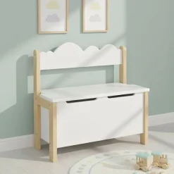 Kindersitzbank mit Stauraum DREAMYCLOUD 60 x 55 cm weiss/natur