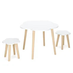Kindertisch mit 2 Hocker DREAMYCLOUD weiss/natur