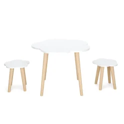 Kindertisch mit 2 Hocker DREAMYCLOUD weiss/natur