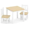Kindertisch mit 2 Stühlen Holz weiss/natur