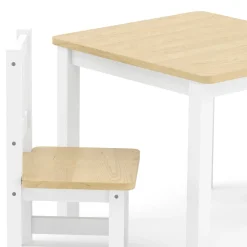 Kindertisch mit 2 Stühlen Holz weiss/natur