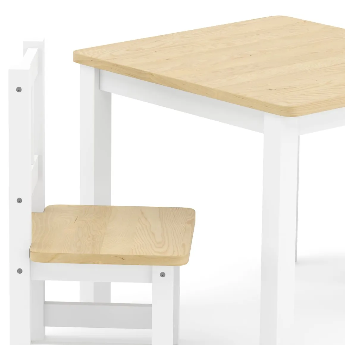 Kindertisch mit 2 Stühlen Holz weiss/natur