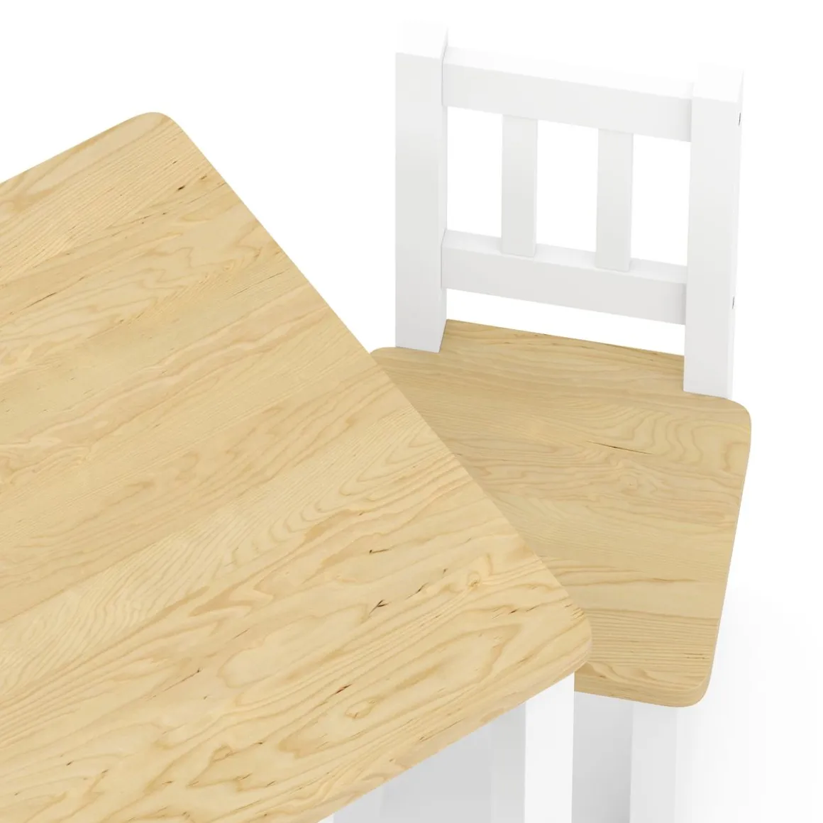 Kindertisch mit 2 Stühlen Holz weiss/natur