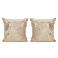 Kissenbezug Samt LEAVES 2er Set 45 x 45 cm rosa/gold