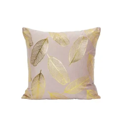 Kissenbezug Samt LEAVES 2er Set 45 x 45 cm rosa/gold
