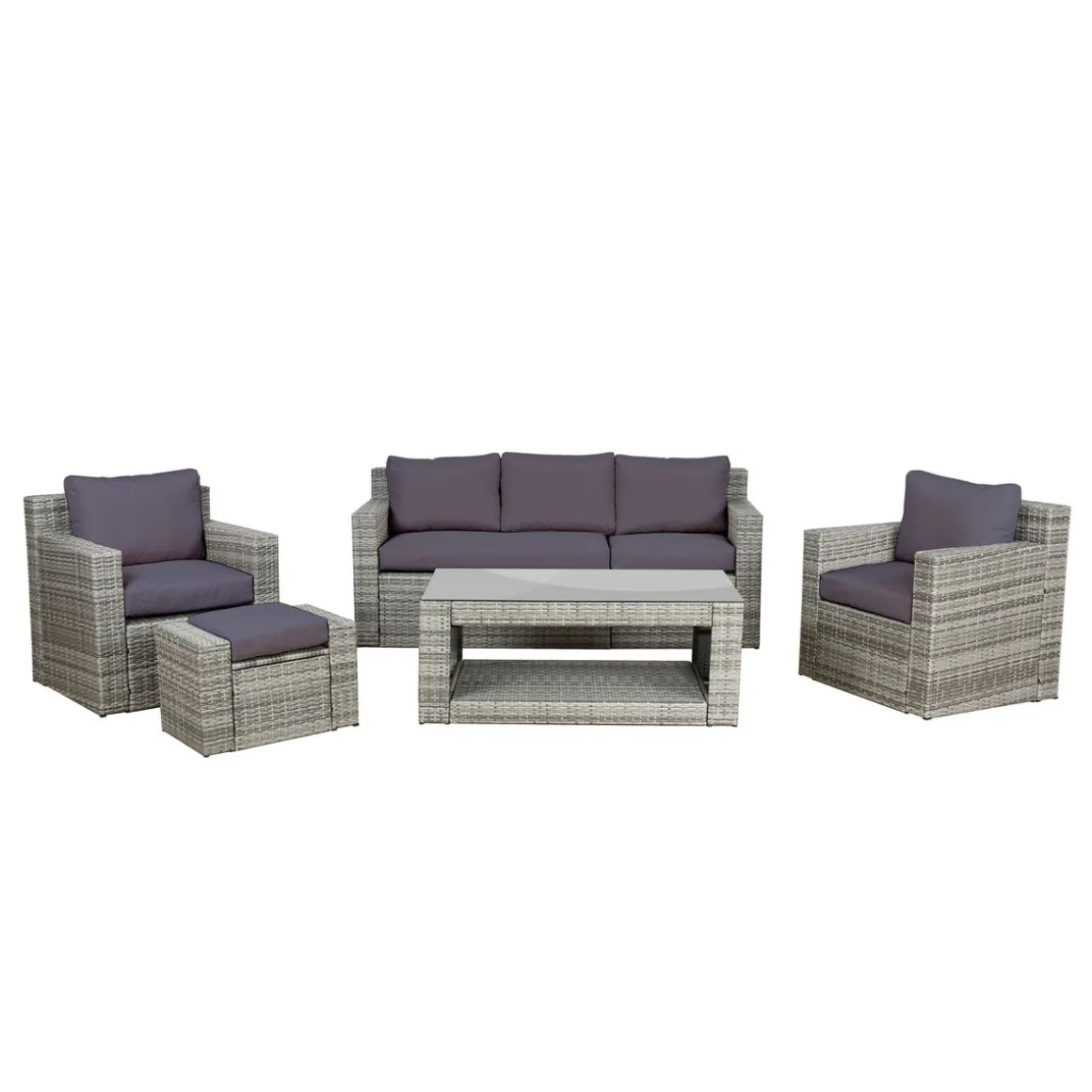 Kissenbezug Set für Rattanlounge MANILA 10-teilig anthrazit