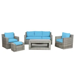 Kissenbezug Set für Rattanlounge MANILA 10-teilig türkis | GONSER.CH