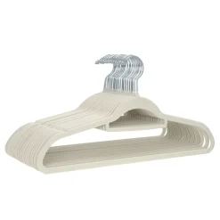 Kleiderbügel Samt mit Krawattenhalter beige 20er Set