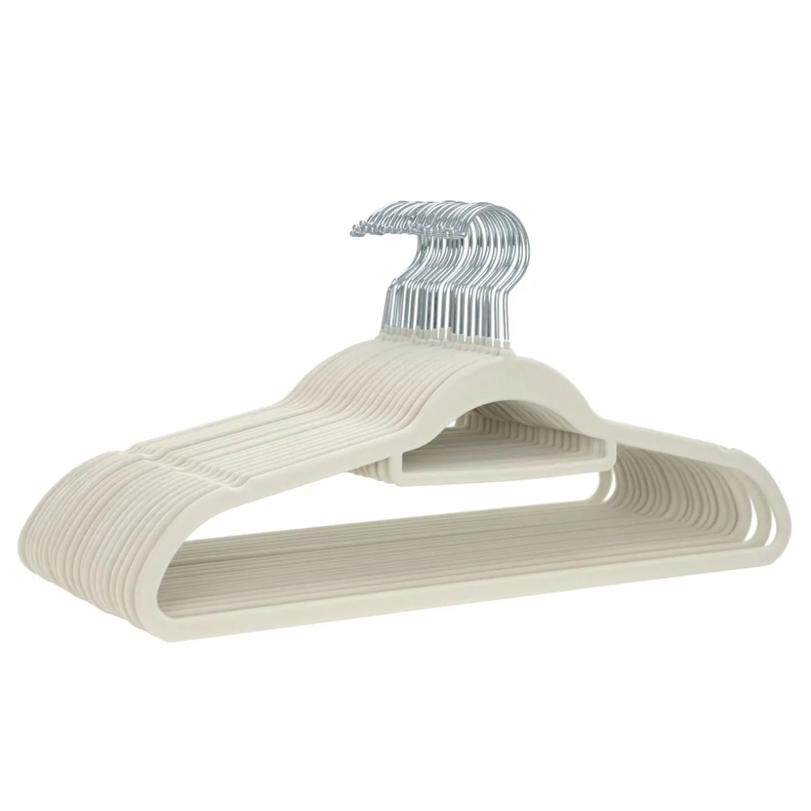 Kleiderbügel Samt mit Krawattenhalter beige 20er Set
