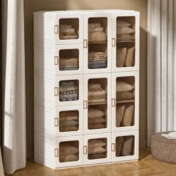 Kleiderschrank modular faltbar 104 x 168 cm weiss