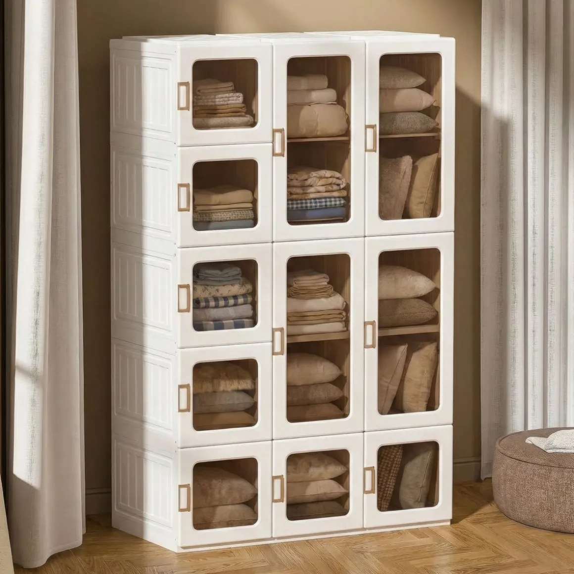 Kleiderschrank modular faltbar 104 x 168 cm weiss