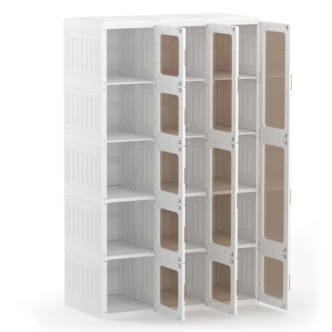 Kleiderschrank modular faltbar 104 x 168 cm weiss